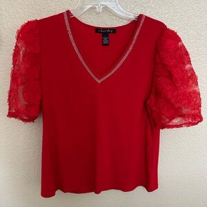 A Love Story size Large Red holiday blouse
